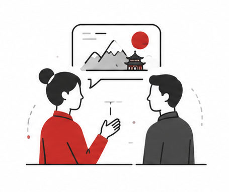dibujo de una mujer y un hombre dialogando